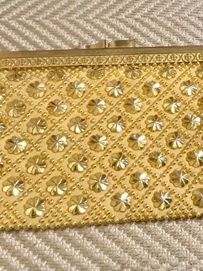 Metallic Gold Floral Embossed Evening Clutch